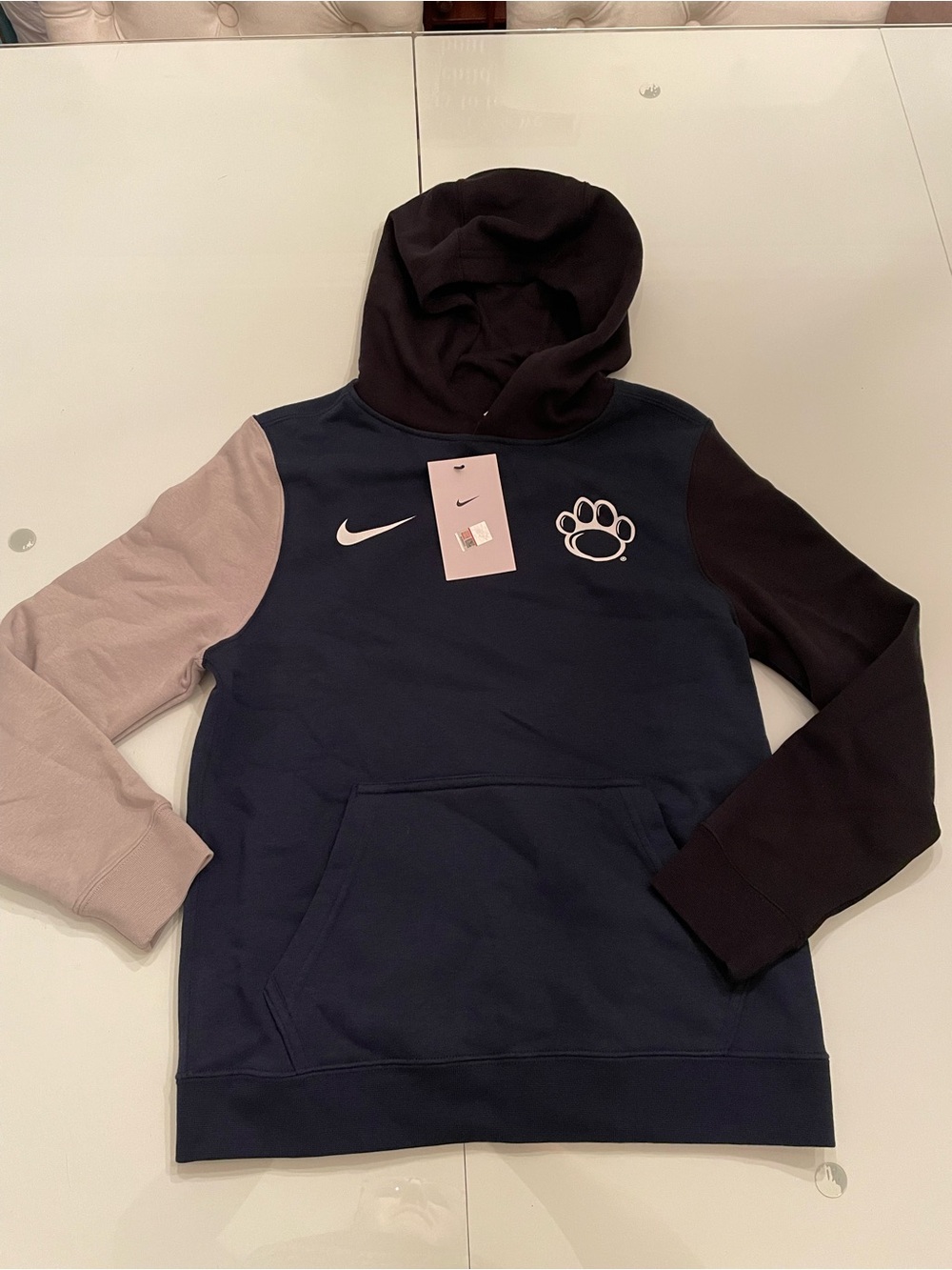 Nike Kids Colorblock Pullover Hoodie in Navy, Black & Light Pink